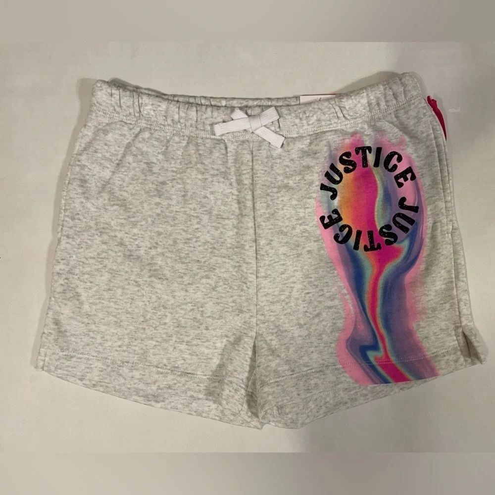 Justice Gray Multicolor Graphic Shorts Size Large (12/14) NWT